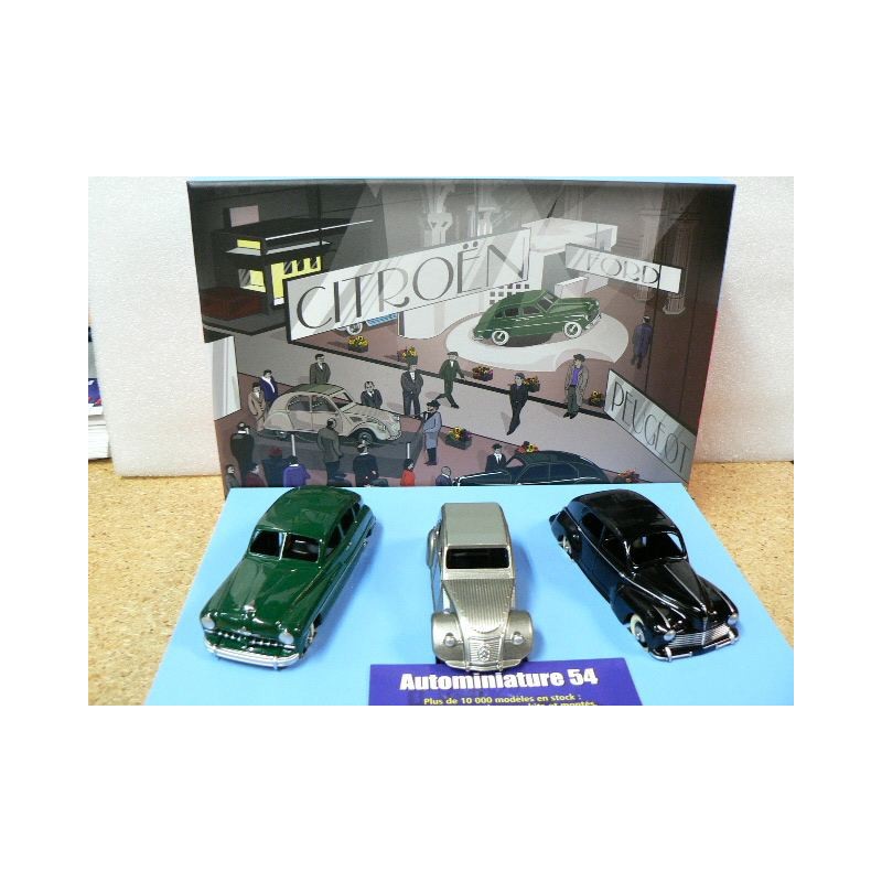 Coffret Salon Paris 1949 Simca Aronde - Peugeot 203 - Citroen 2CV C80910 CIJ Norev