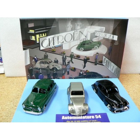 Coffret Salon Paris 1949 Simca Aronde - Peugeot 203 - Citroen 2CV C80910 CIJ Norev