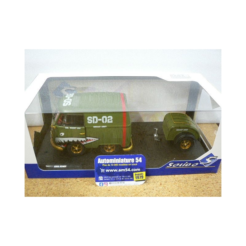 Miniature Solido 1/18 – Volkswagen Kool Kombi Army Fighter 1950 – Modèle Neuf, S1810901