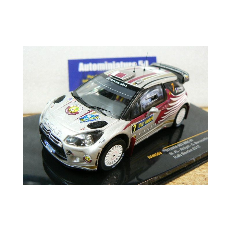 2012 Citroen DS3 WRC n°7 Al Attiyah Bernacchini Sweden RAM503 Ixo Model