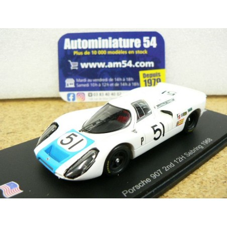 1968 Porsche 907 n°51 Elford - Neerpasch 2nd Sebring US272 Spark Model