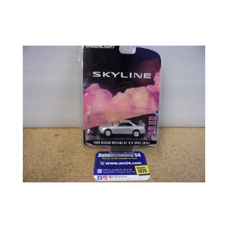 Nissan Skyline GT r V Spec R34 1999 Anniversary Collection serie 17 28160-E Greenlight 1.64ième