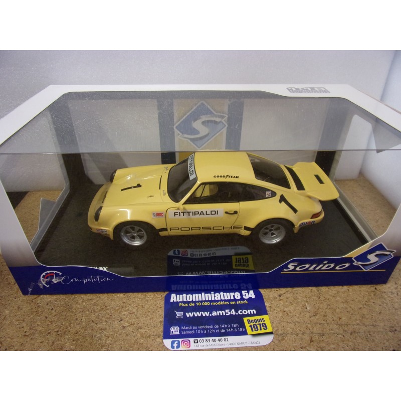 Porsche 911 Iroc Jaune 1974, Miniature Solido 1/18, édition Fittipaldi, Neuve