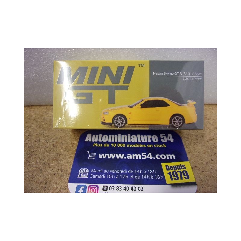 Nissan Skyline GT-R R34 V Spec Lightning Yellow MGT0762 True Scale Models Mini GT