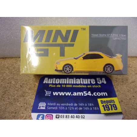 Nissan Skyline GT-R R34 V Spec Lightning Yellow MGT0762 True Scale Models Mini GT