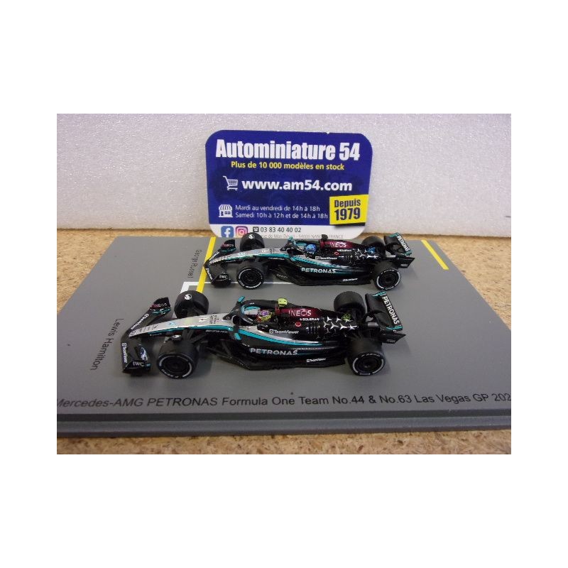 2024 Mercedes AMG Petronas W15 n°63 Russell 1st Winner Las Vegas & 44 Hamilton Y406 Spark Model Sparky 1.64