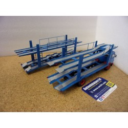 Man Car transporter with trailer Porte Voiture Blue 1970 TTRX034 Ixo Models