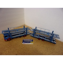 Man Car transporter with trailer Porte Voiture Blue 1970 TTRX034 Ixo Models