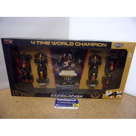 2021 - 2024 Coffret Red Bull Racing Max Verstappen 4 Time World Champion 18-38213 Bburago Racing
