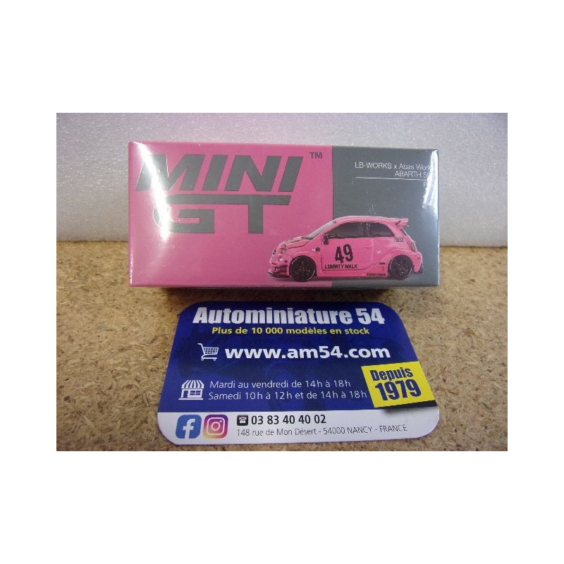 Fiat Abarth 595 x Abas Works LB Works Pink MGT0851 True Scale Models Mini GT