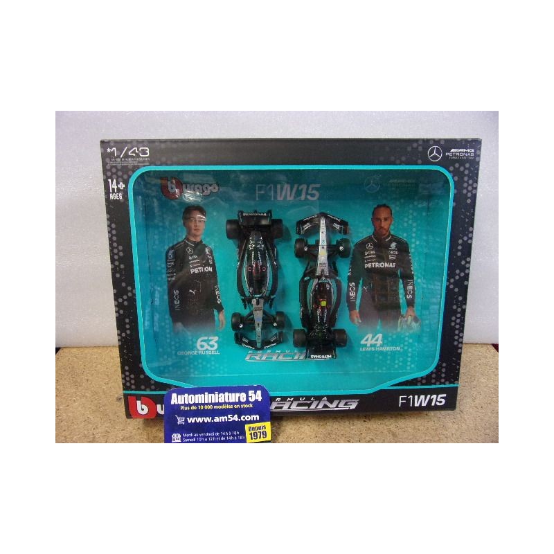 2024 Coffret Mercedes AMG W15 n°63 G Russell & n°44 L Hamilton 18-38115 Bburago Racing