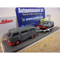 Volkswagen T2 Bus grey + trailor + Golf GTI 87U00067 Schuco 1-64