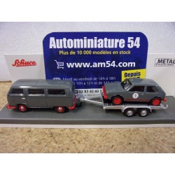 Volkswagen T2 Bus grey + trailor + Golf GTI 87U00067 Schuco 1-64