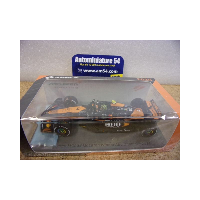 2024 McLaren MCL38 n°4 Lando Norris 1st Winner Abu Dhabi GP S9568 Spark Model