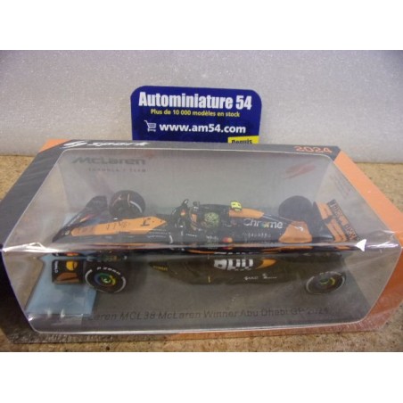 2024 McLaren MCL38 n°4 Lando Norris 1st Winner Abu Dhabi GP S9568 Spark Model