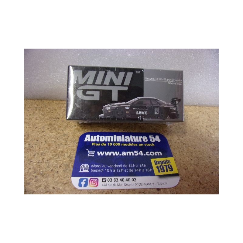Nissan LB Works Skyline GT-R R34 Super Silhouette Black MGT0844 True Scale Models Mini GT
