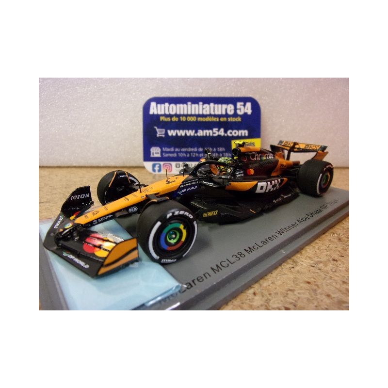 2024 McLaren MCL38 n°4 Lando Norris 1st Winner Abu Dhabi GP S9568 Spark Model
