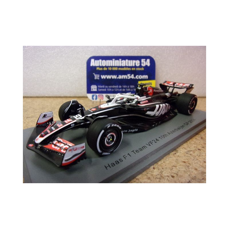 2024 MoneyGram Haas VF24 n°50 Olie Bearman 10th Azerbaijan GP S9563 Spark Model
