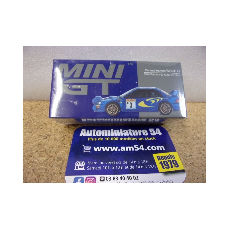 1998 Subaru Impreza WRC98 n°3 Burns - Reid 3rd Monte Carlo MGT00975 True Scale Models Mini GT 1.64
