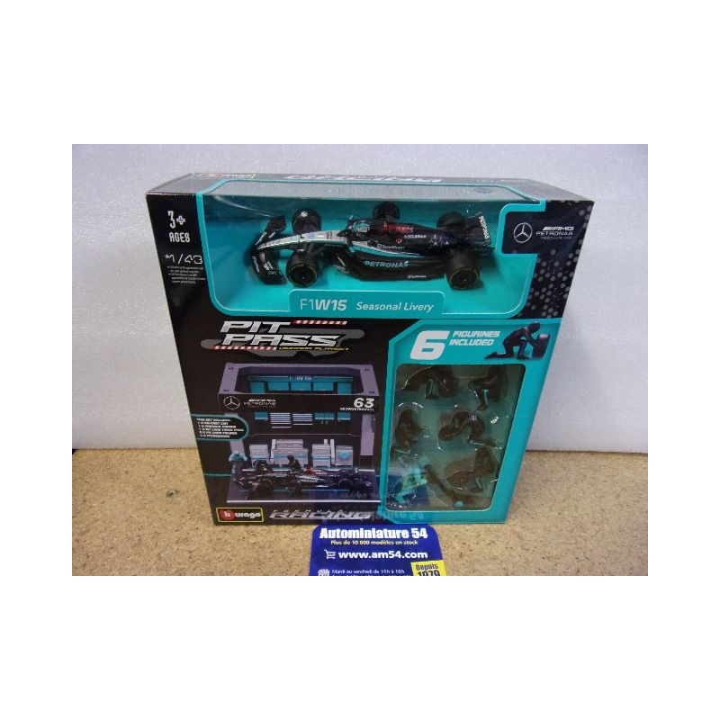 2024 Pit Stop Diorama Coffret Mercedes AMG W15 n°63 G Russell 18-38452-63 Bburago Racing