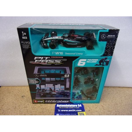 2024 Pit Stop Diorama Coffret Mercedes AMG W15 n°63 G Russell 18-38452-63 Bburago Racing