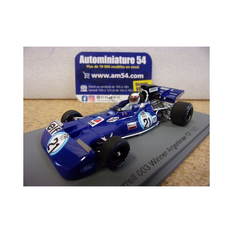 1972 Tyrrell 003 n°21 Jackie Stewart 1st Winner Argentina GP S7217 Spark Model