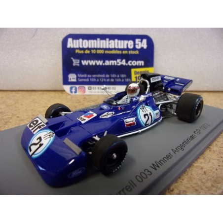 1972 Tyrrell 003 n°21 Jackie Stewart 1st Winner Argentina GP S7217 Spark Model