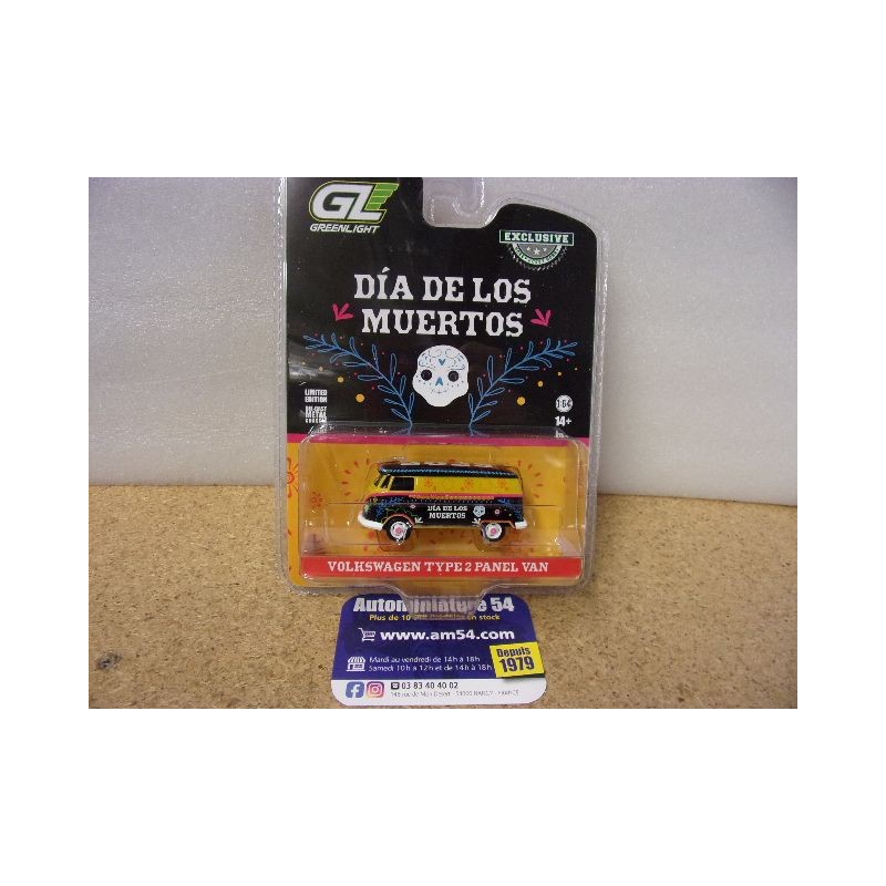 1964 Volkswagen Combi Type 1 Tolé Panel Van "Dia De Los Muertos 2025" 30525 Greenlight 1.64ième