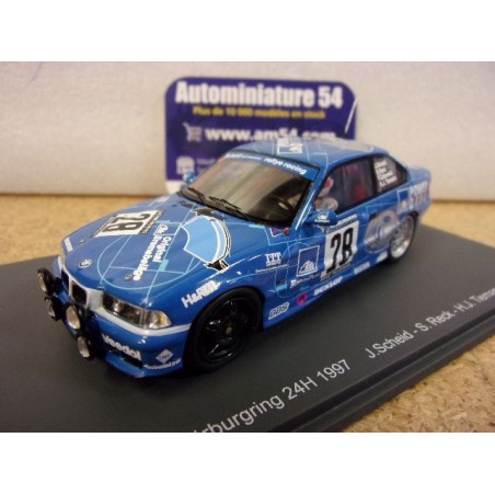 1997 BMW M3 E36 n°28 Scheid - Reck - Tiemann - Zakowski + Figurines 1st Winner Nurburgring 43NUR1997 Spark Model
