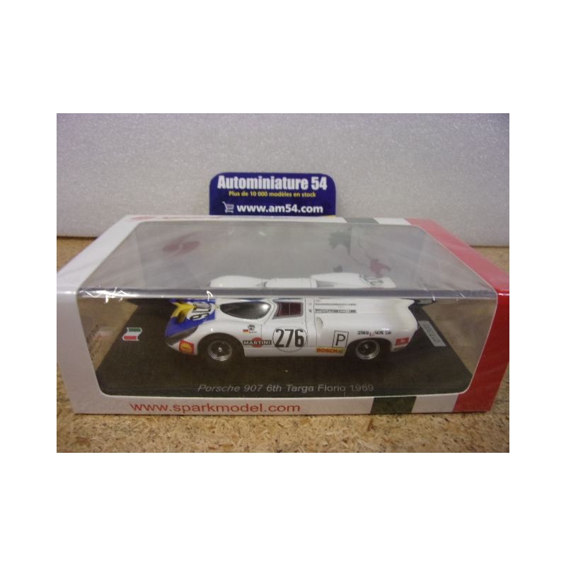 1969 Porsche 907 n°276 Koch - Dechent 6th Targa Florio SI039 Spark Model