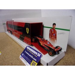 2024 Ferrari F1 SF-24 n°16 Charles Leclerc + Iveco S-Way 570 Transporteur 18-36867-L Bburago Racing