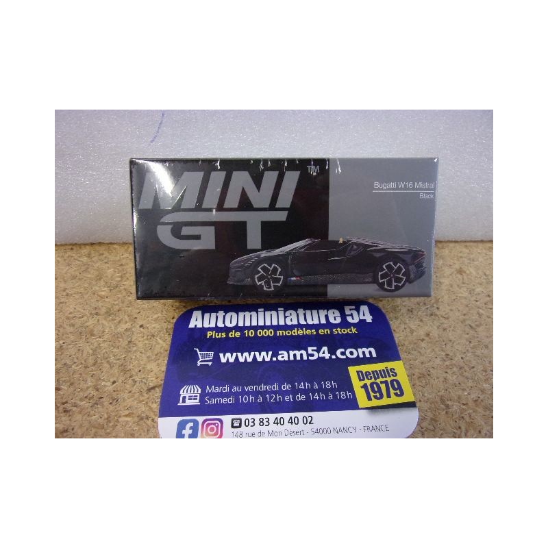 Bugatti W16 Mistral Black MGT01058 True Scale Models Mini GT