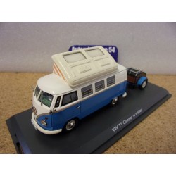 Volkswagen Combi T1 Camper + trailer White - Blue 450729800 Schuco