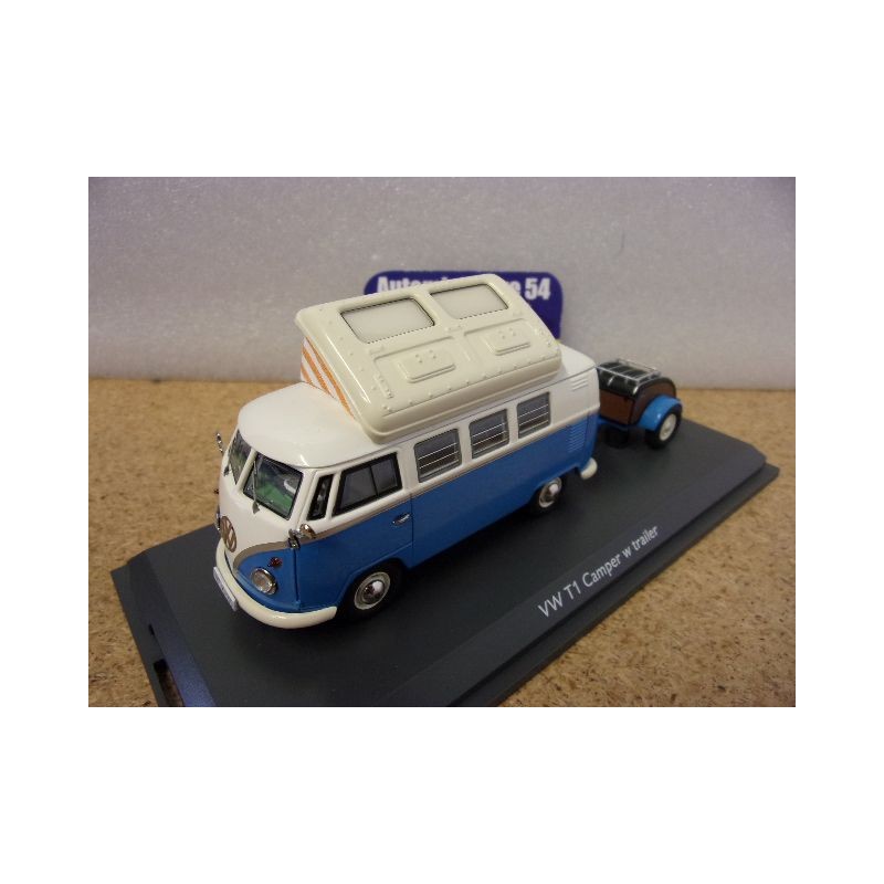 Volkswagen Combi T1 Camper + trailer White - Blue 450729800 Schuco