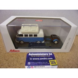 Volkswagen Combi T1 Camper + trailer White - Blue 450729800 Schuco