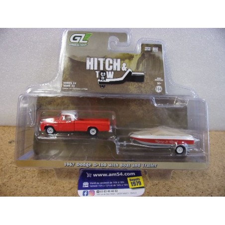 Dodge D-100 1967 + Boat & Trailer " Hitch & Tow " 32330-A Greenlight 1.64ième
