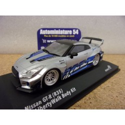 Nissan GT-R R35 LibertyWalk LBWK Silver - Blue S4311211 Solido